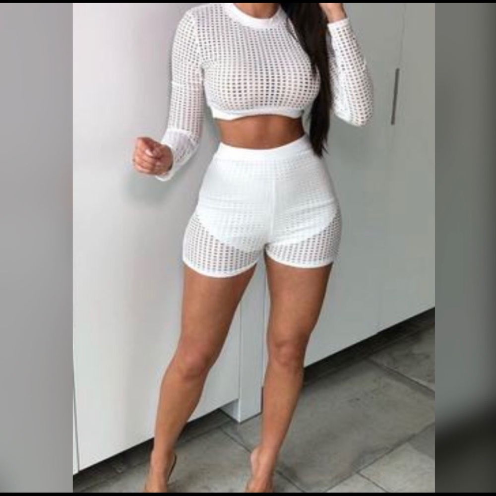 White 2pc Shorts Set